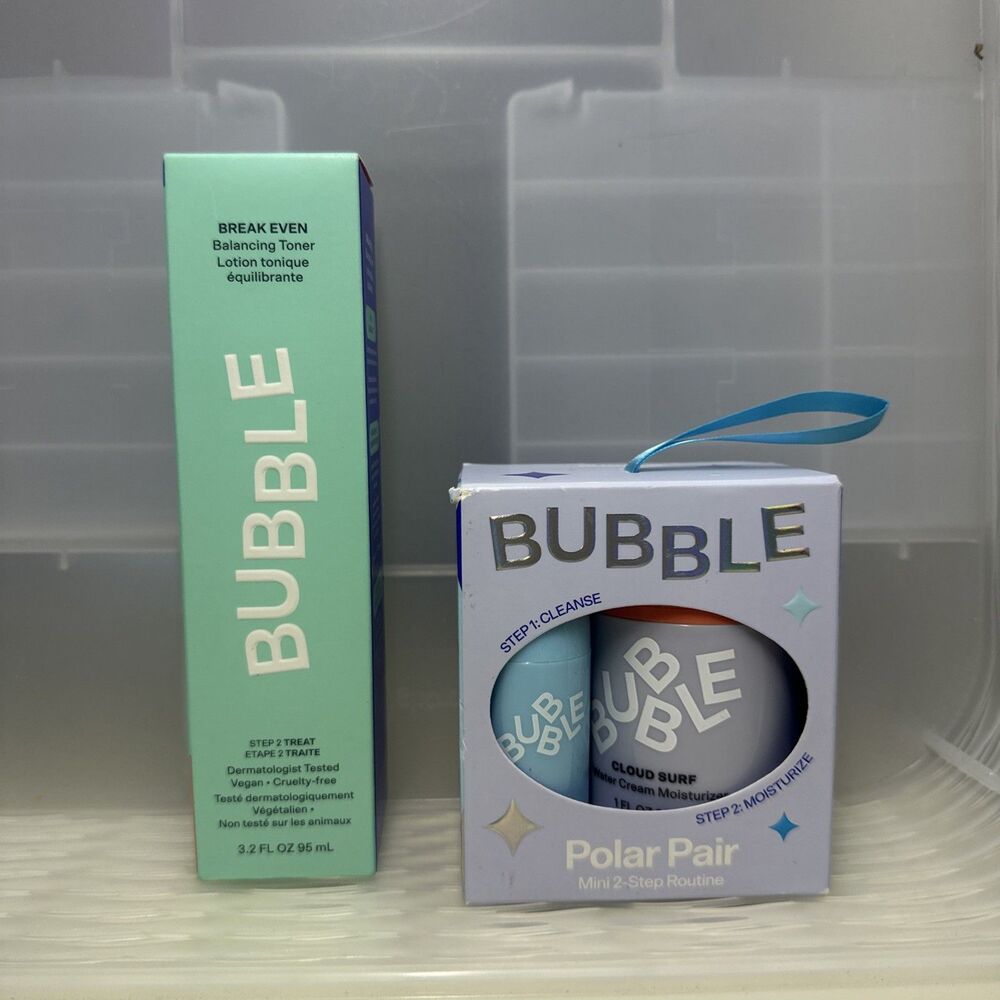 Bubble Skincare Bundle - Full Sz Toner + Cleanser & Moisturizer Mini Set